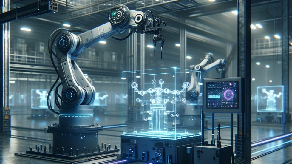 Fertigung mit einem Industrieroboter in einem industriellen Metaverse