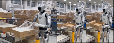 Ein Roboter bearbeitet Kartons in einer Verpackungslinie